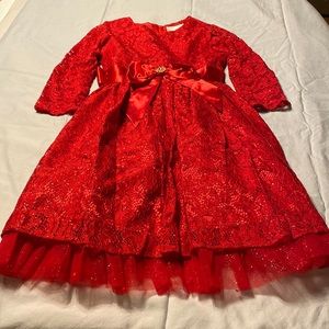 Rare Editions Girls Size 10 Lace Holiday Dress, Red